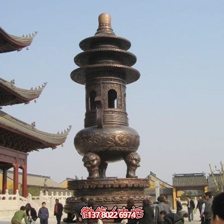 精美鑄銅大型寶蓋香爐，祈福燒香進寶