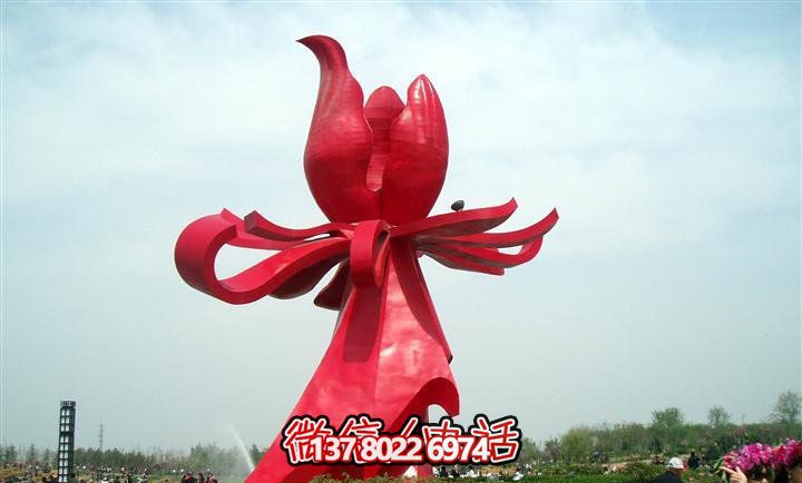 大型紅色不銹鋼雕塑紫荊花，給你的廣場(chǎng)帶來美景