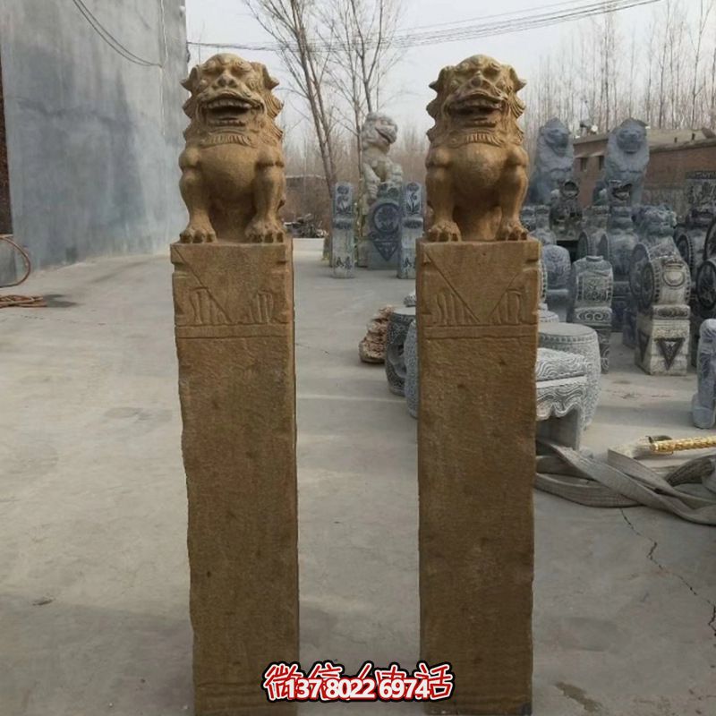 砂巖拴馬柱擺件，為你的寺廟門口增添優(yōu)雅氣息