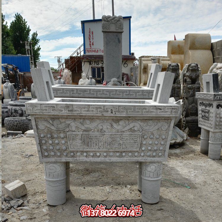 大型戶(hù)外石雕大理石香爐擺件，為園林景觀增添靈動(dòng)之美