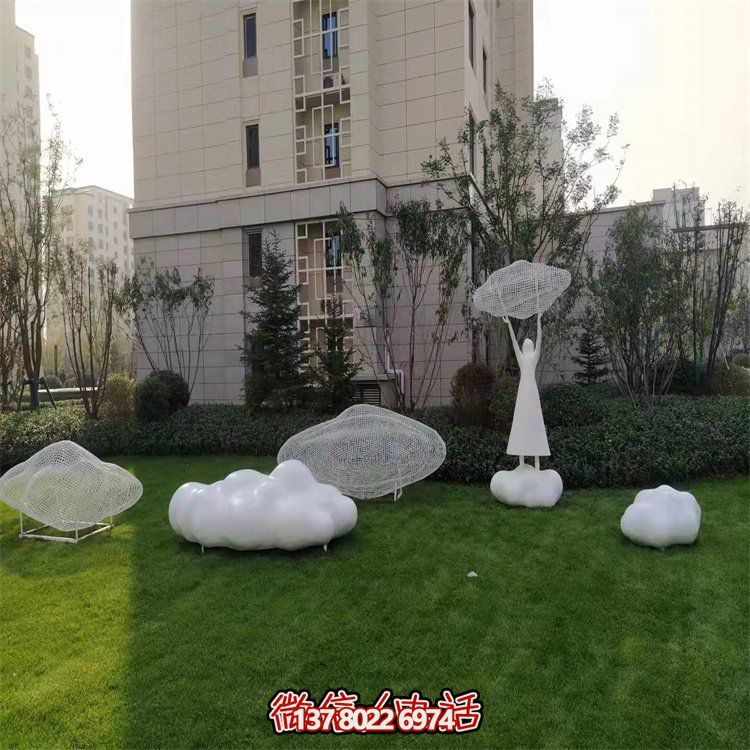不銹鋼創(chuàng)意鏤空戶外園林祥云雕塑——美景美事，祈愿福氣