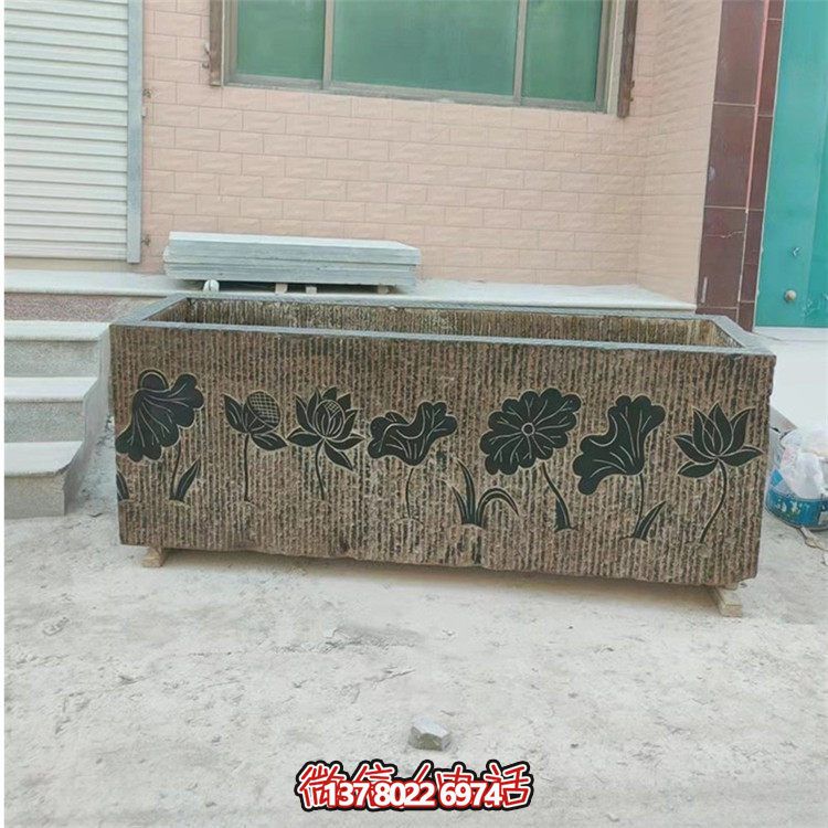 精美花崗巖石雕石缸，裝飾庭院仿古養(yǎng)魚及擺件