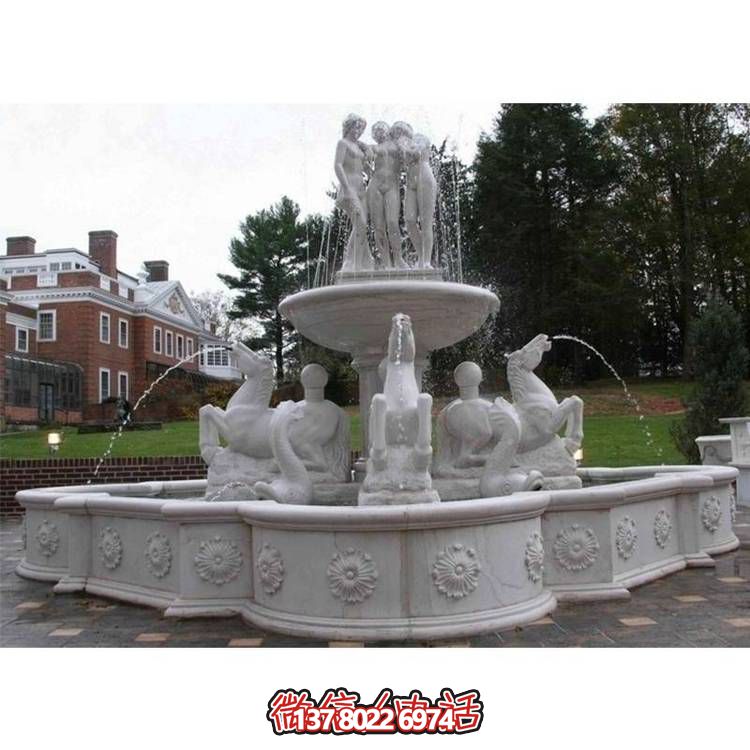 超大型大理石噴泉水景，營造完美別墅廣場