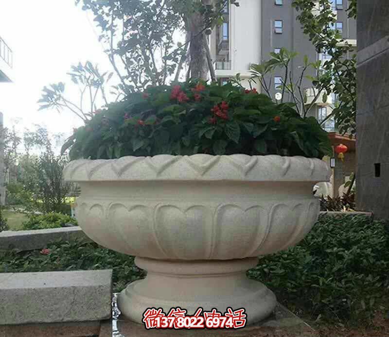 精美巨型大理石石雕花盆雕塑，讓你的別墅街道更加精彩