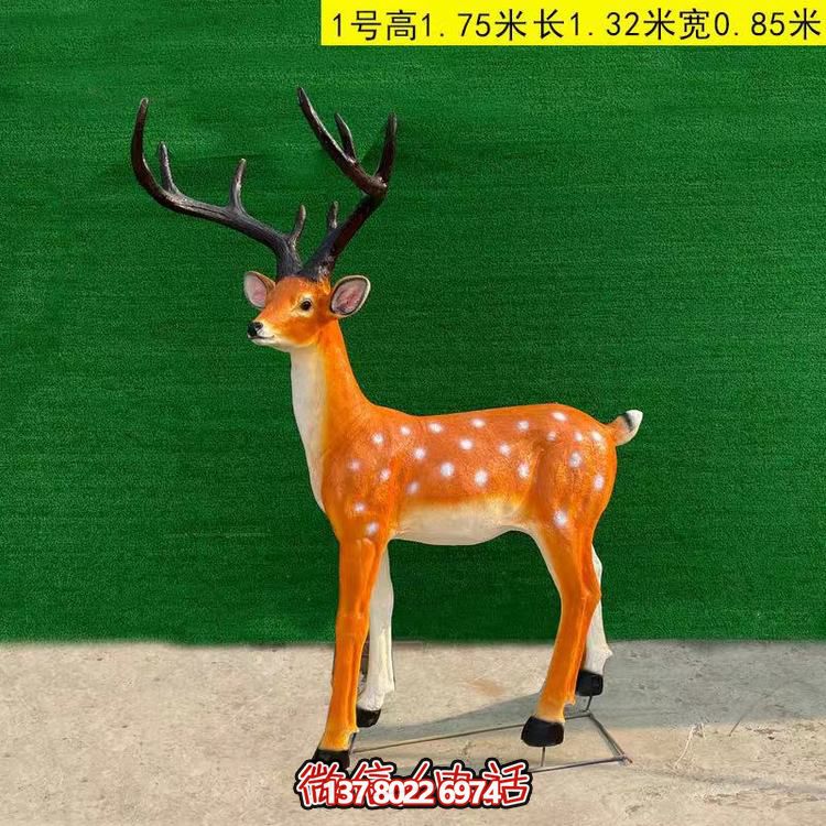 玻璃鋼仿銅梅花鹿雕塑，點綴園林景觀