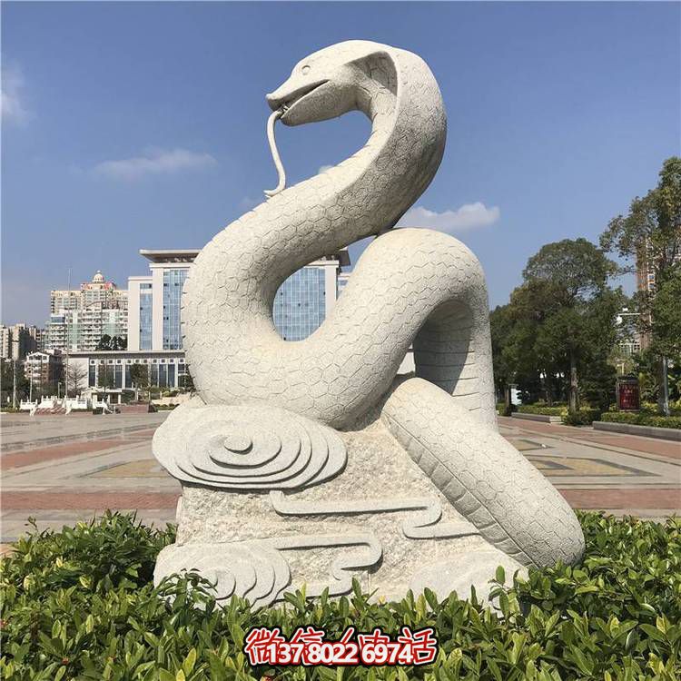 傳統(tǒng)風(fēng)格大理石蛇雕塑，擺放于廣場，給您帶來完美視覺享受