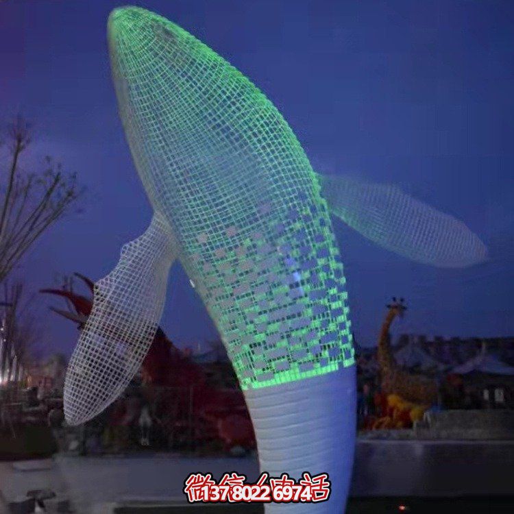 不銹鋼鯨魚雕塑景觀，營(yíng)造完美空間氛圍