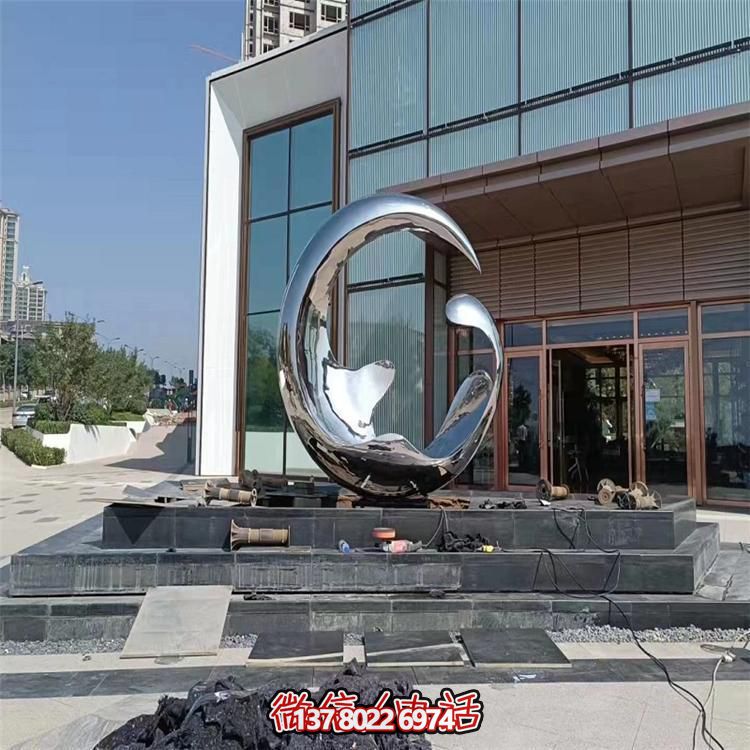高端不銹鋼創(chuàng)意鏡面圓環(huán)雕塑，點綴酒店會所裝飾