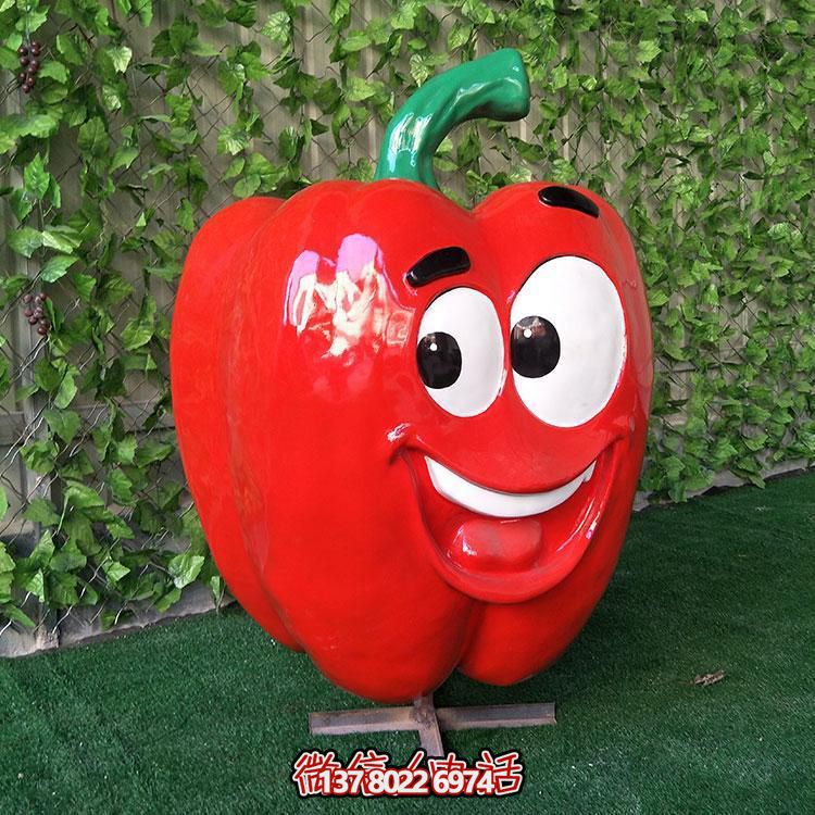 環(huán)保農場玻璃鋼卡通紅色辣椒雕塑裝飾