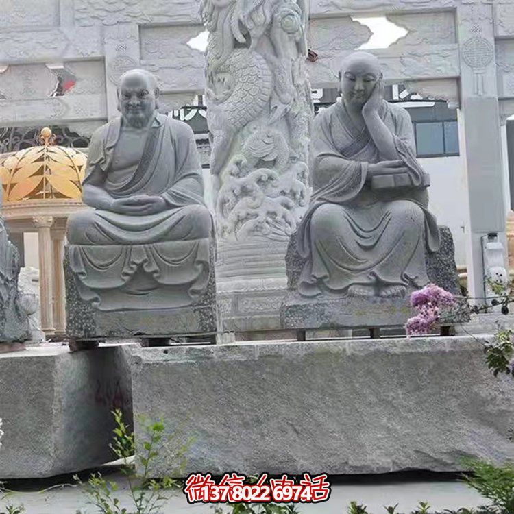 大型戶外石雕佛像雕塑，裝點(diǎn)美麗的寺院園林