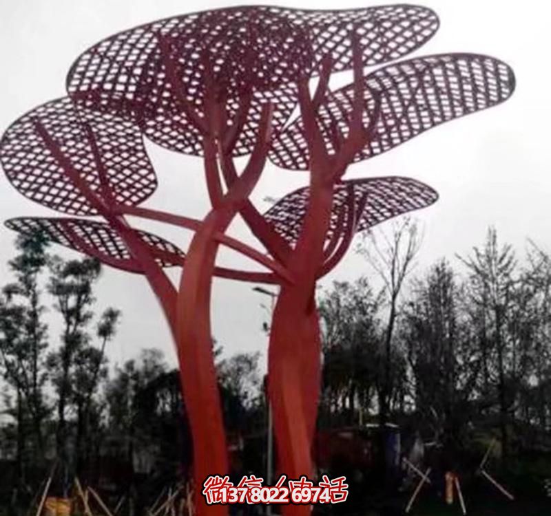 兒童安全游樂園，不銹鋼網(wǎng)格樹雕塑裝置