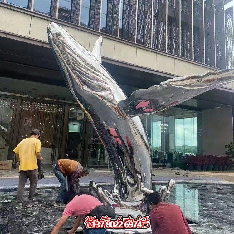 大型不銹鋼鏤空魚類擺件，為戶外水景商場(chǎng)售樓部裝飾