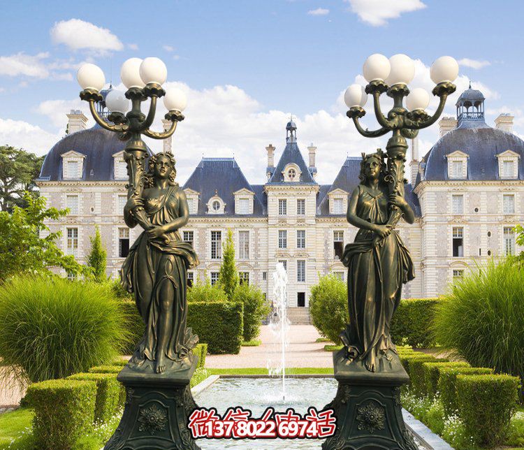 西方風(fēng)格別墅景觀裝飾，銅雕女性雕塑