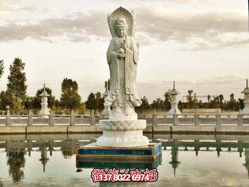 大型漢白玉石雕觀音雕塑，讓你的戶外景區(qū)更加完美