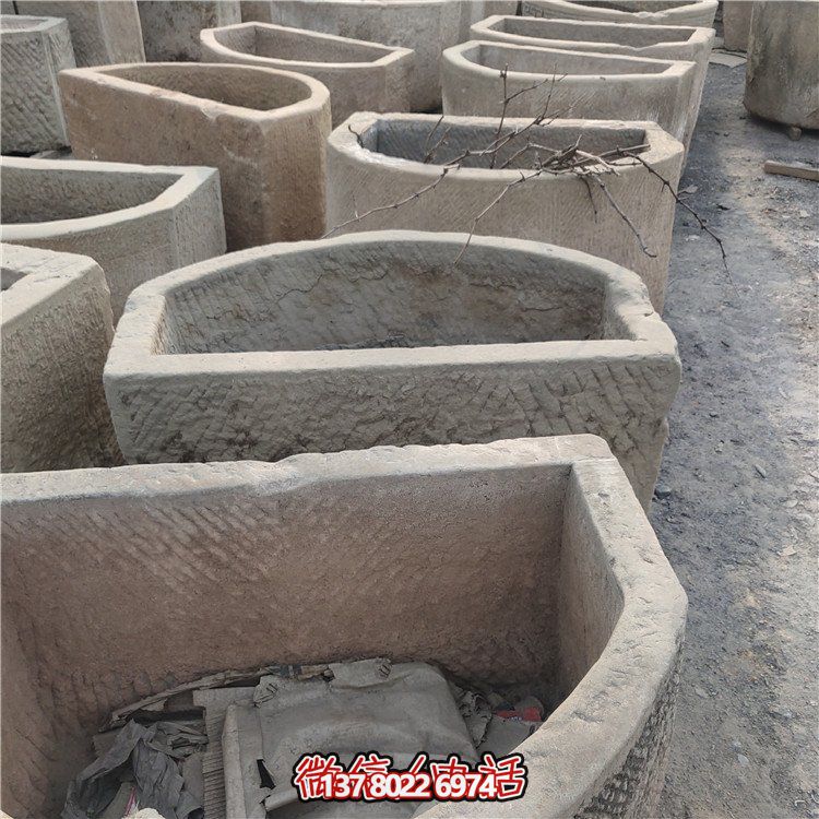經(jīng)典老石雕，精美大理石槽，美化園林景觀