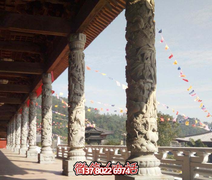 傳承古典藝術，精美石雕龍柱漢白玉浮雕