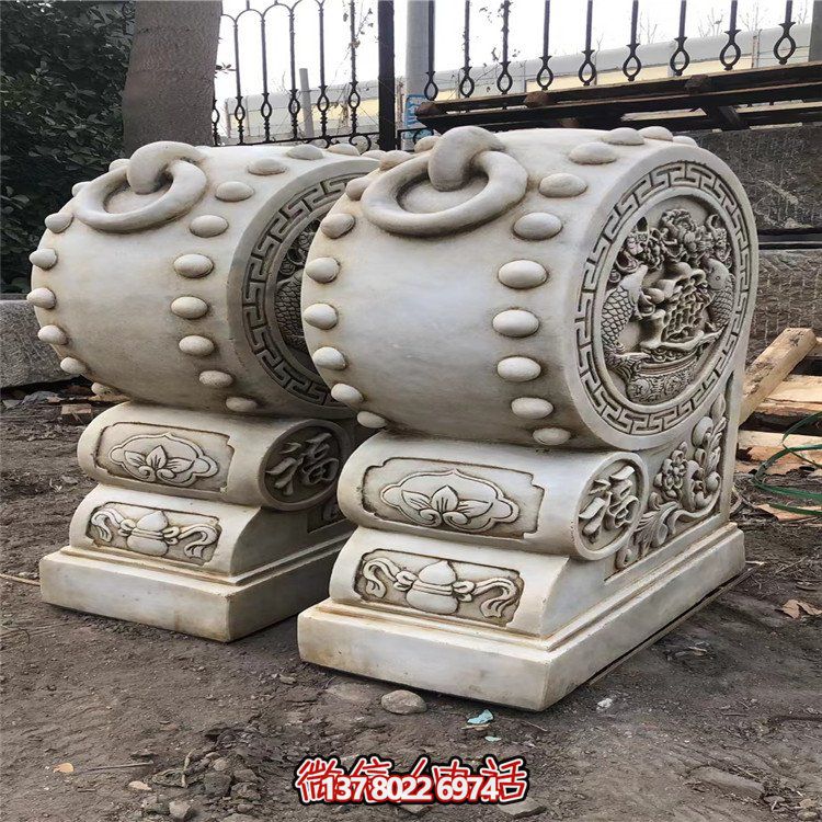 精美大理石石雕抱鼓雕塑，讓庭院門口煥然一新