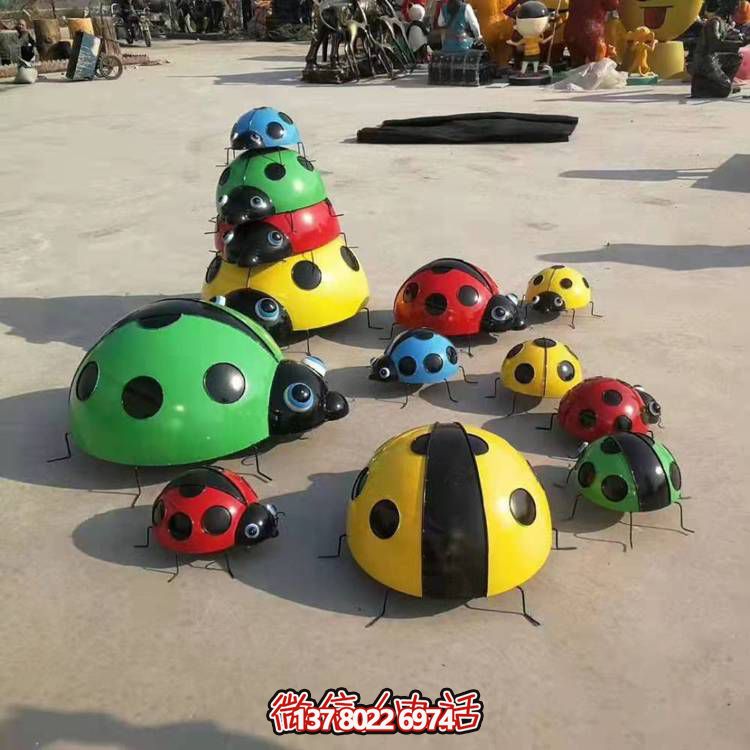 七星仿真玻璃鋼瓢蟲雕塑，園林景觀裝飾