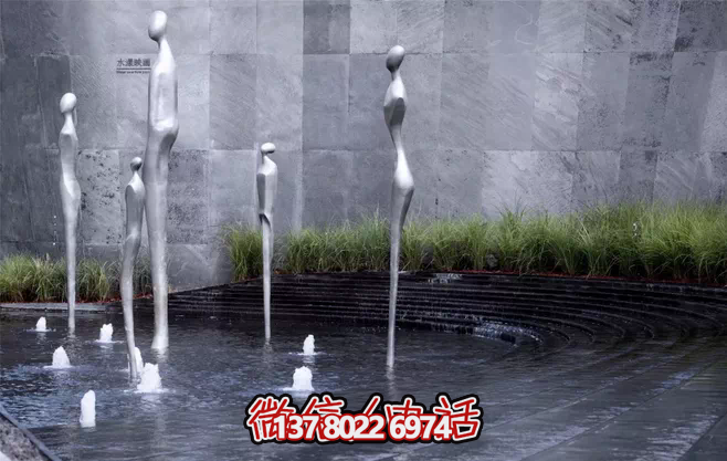 不銹鋼抽象噴泉雕塑，景觀創(chuàng)意裝置