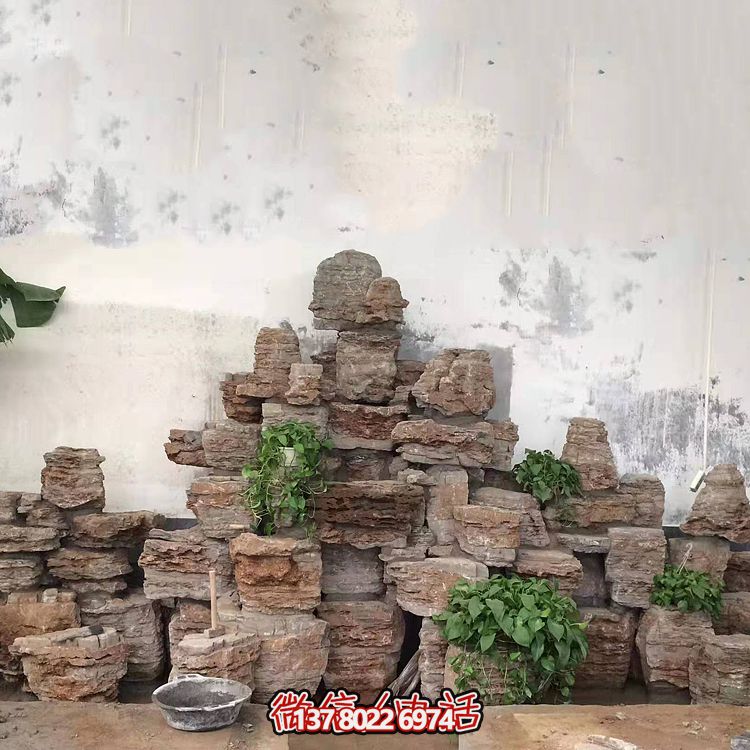 室內(nèi)景觀設(shè)計(jì)，精美石雕塑擺放奇石假山