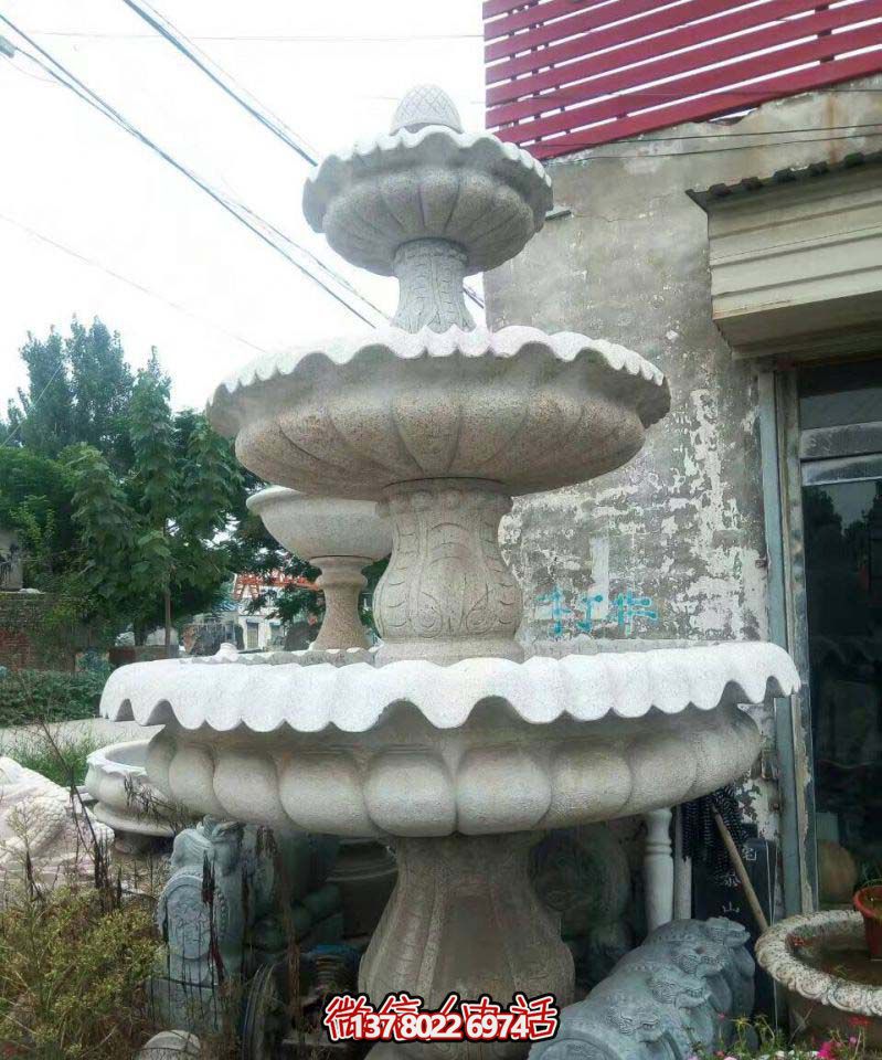 精美多層石雕景觀噴泉，打造完美公園