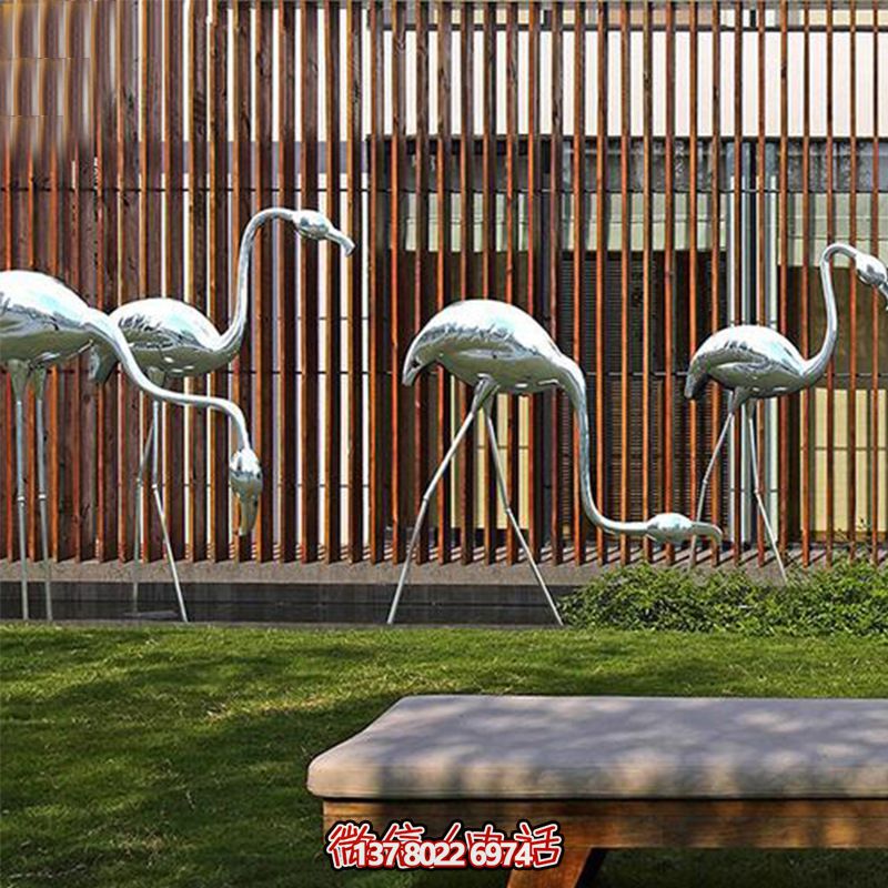 公園休閑裝飾，精美不銹鋼雕塑火烈鳥