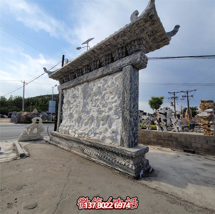 大型戶外青石園林景觀浮雕壁畫(huà)影壁雕塑
