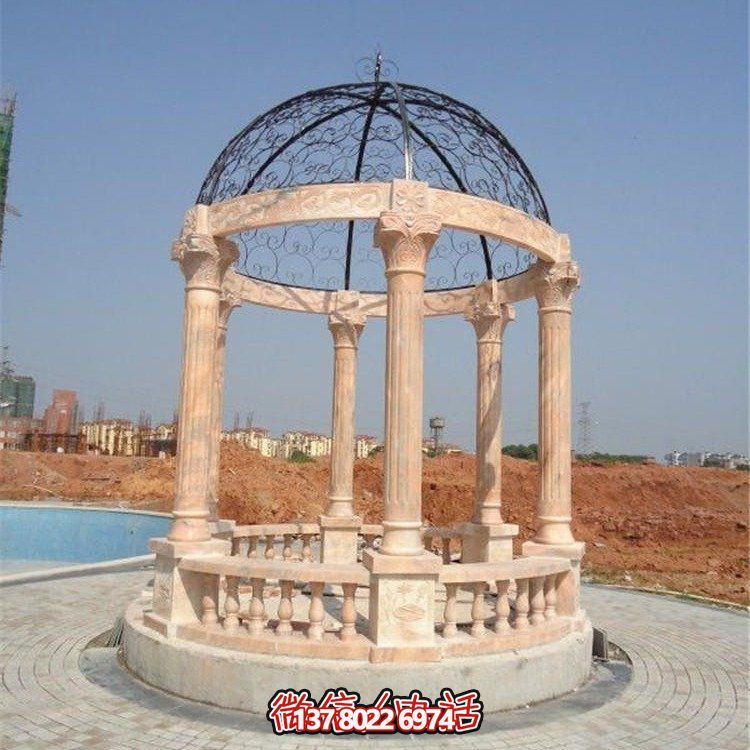 美麗而典雅的歐式大理石雕塑涼亭，為觀賞晚霞景觀而設(shè)計