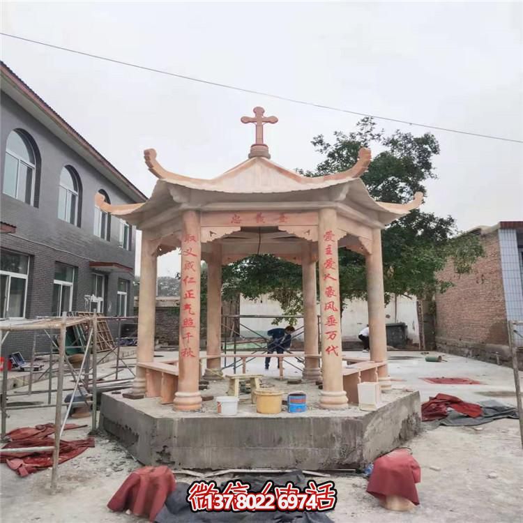 天然大理石涼亭，營造休閑庭院