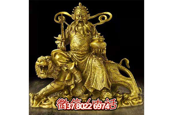 鎏金財神雕塑，招財進寶