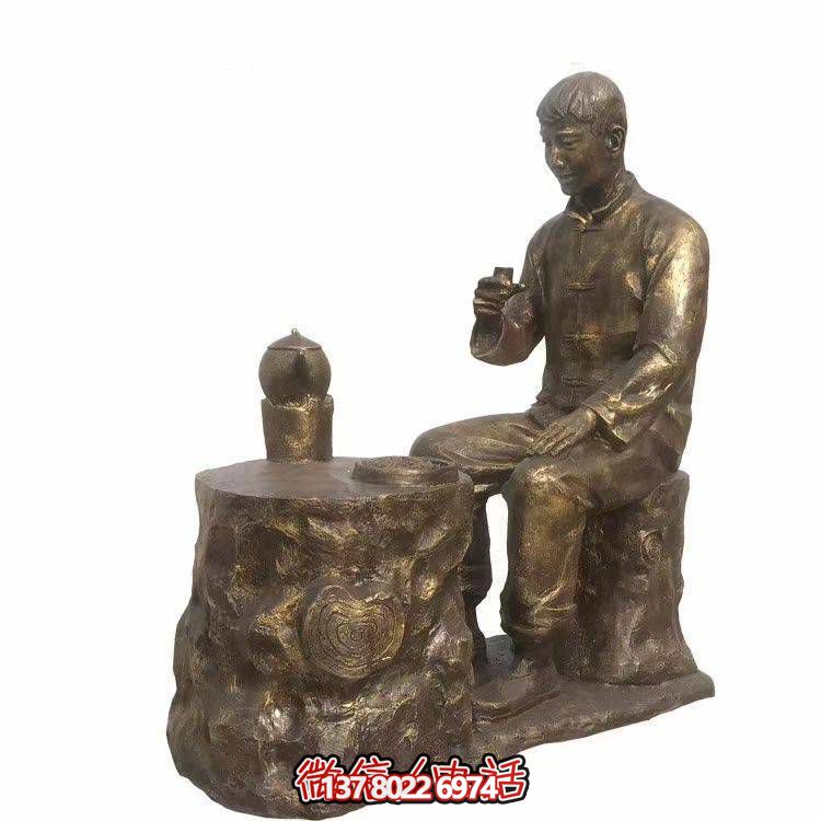 仿銅玻璃鋼人物小品雕塑，景觀戶外公園裝飾