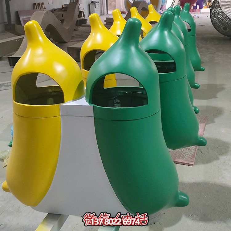 創(chuàng)意玻璃鋼垃圾桶，家庭園林裝飾擺件