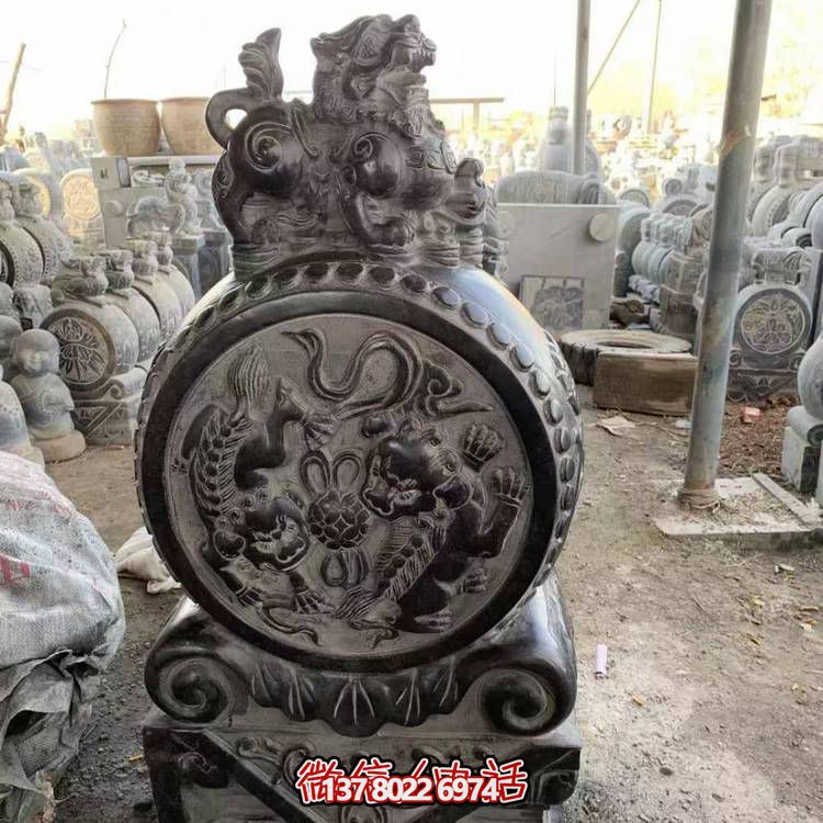 仿古青石石雕抱鼓雕塑，裝點(diǎn)庭院門口