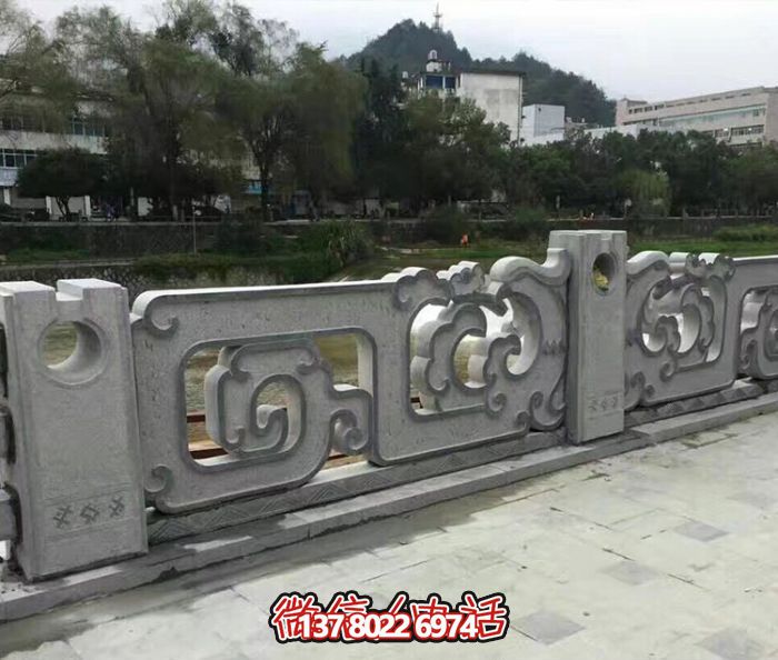 復(fù)古鏤空花紋欄桿，防護(hù)河道街邊青石