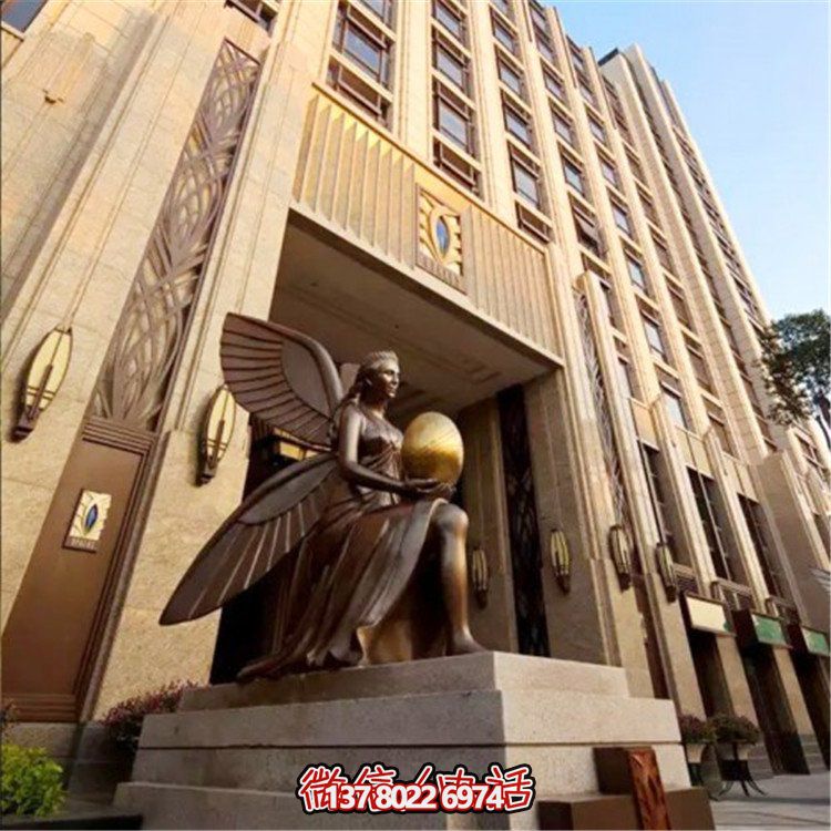 大型銅雕花仙子雕塑，精美點(diǎn)綴酒店門口