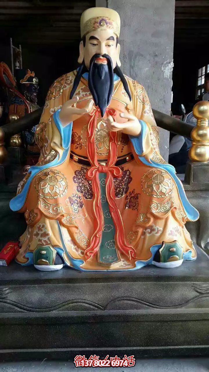 精美供奉財(cái)神雕塑，玻璃鋼彩繪絢麗奪目