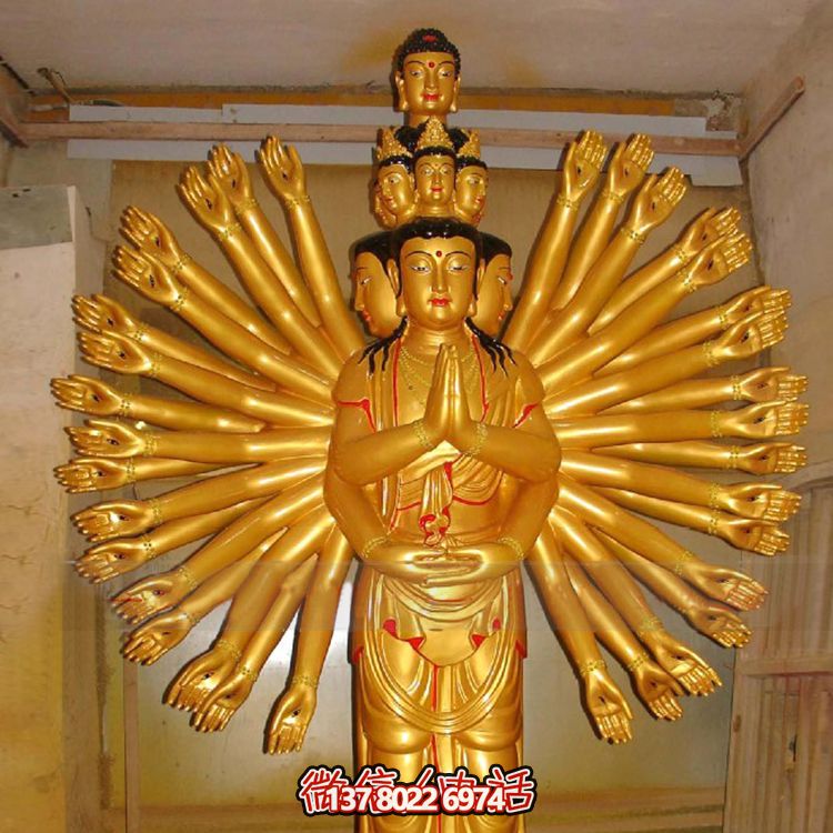 鎏金千手觀音大型雕塑，精美絕倫，醉人心魄