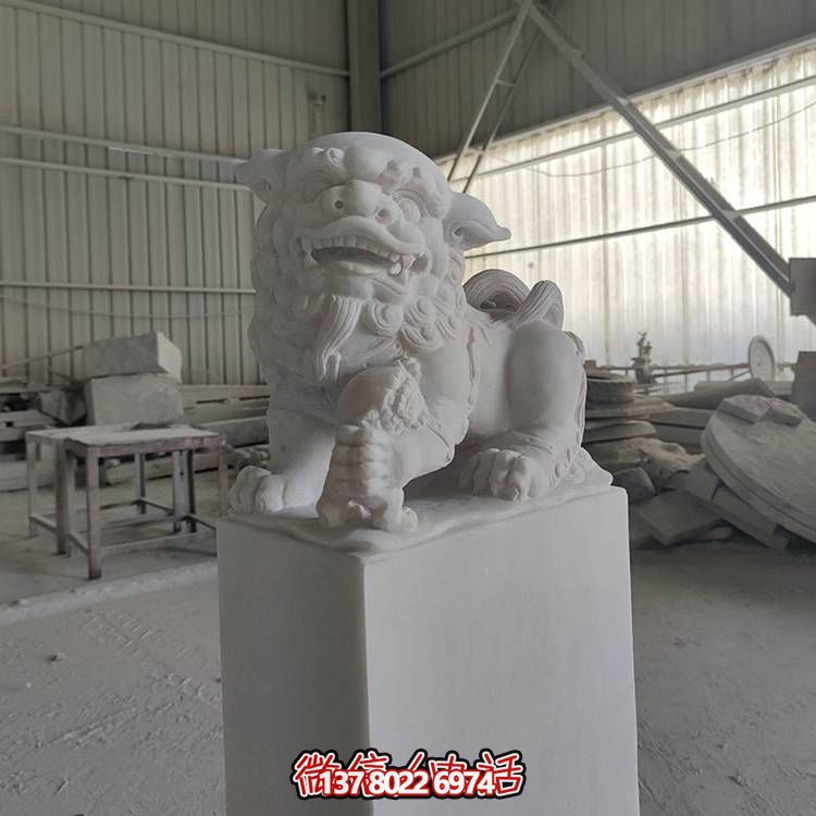 精美大理石石雕石獅子擺件，裝點(diǎn)庭院門(mén)口