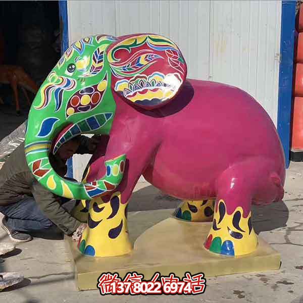 玻璃鋼雕塑大象，彩繪園林景觀