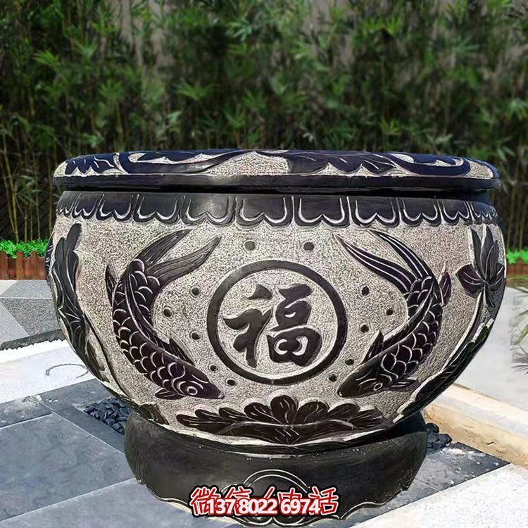 精美青石石雕缸，打造現代園林景觀