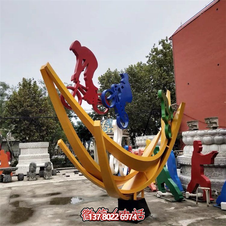 不銹鋼創(chuàng)意人物騎自行車(chē)雕塑