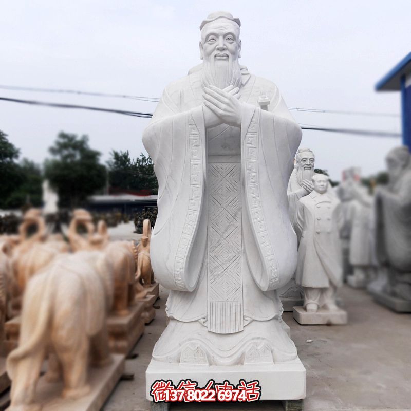 漢白玉孔子雕塑傳承中華文化，融入創(chuàng)意景區(qū)