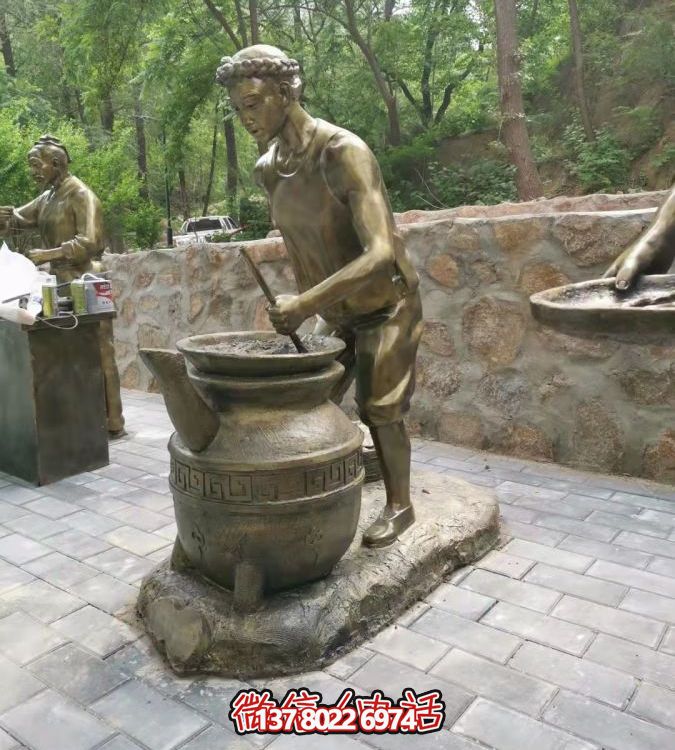 仿銅情景人物玻璃鋼雕塑，環(huán)境美化街道戶外小品