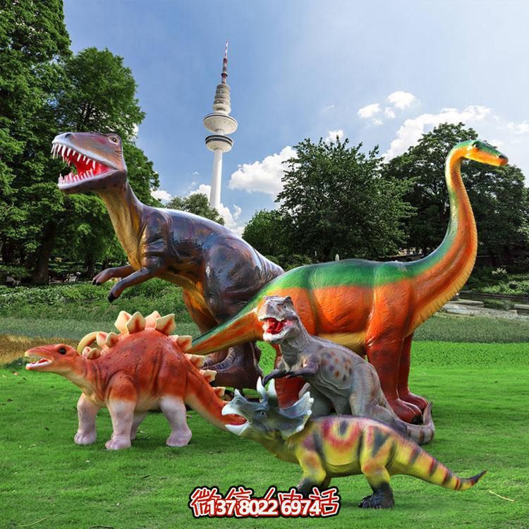 創(chuàng)意恐龍玻璃鋼擺件，裝飾園林景觀與游樂(lè)場(chǎng)