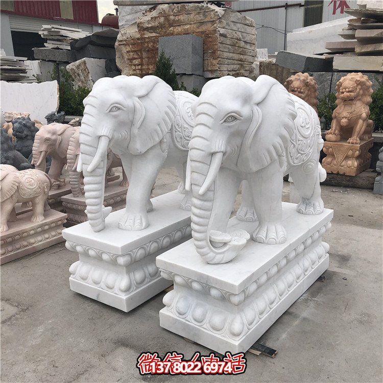 大理石石雕大型動(dòng)物雕塑，點(diǎn)綴庭院別墅門口