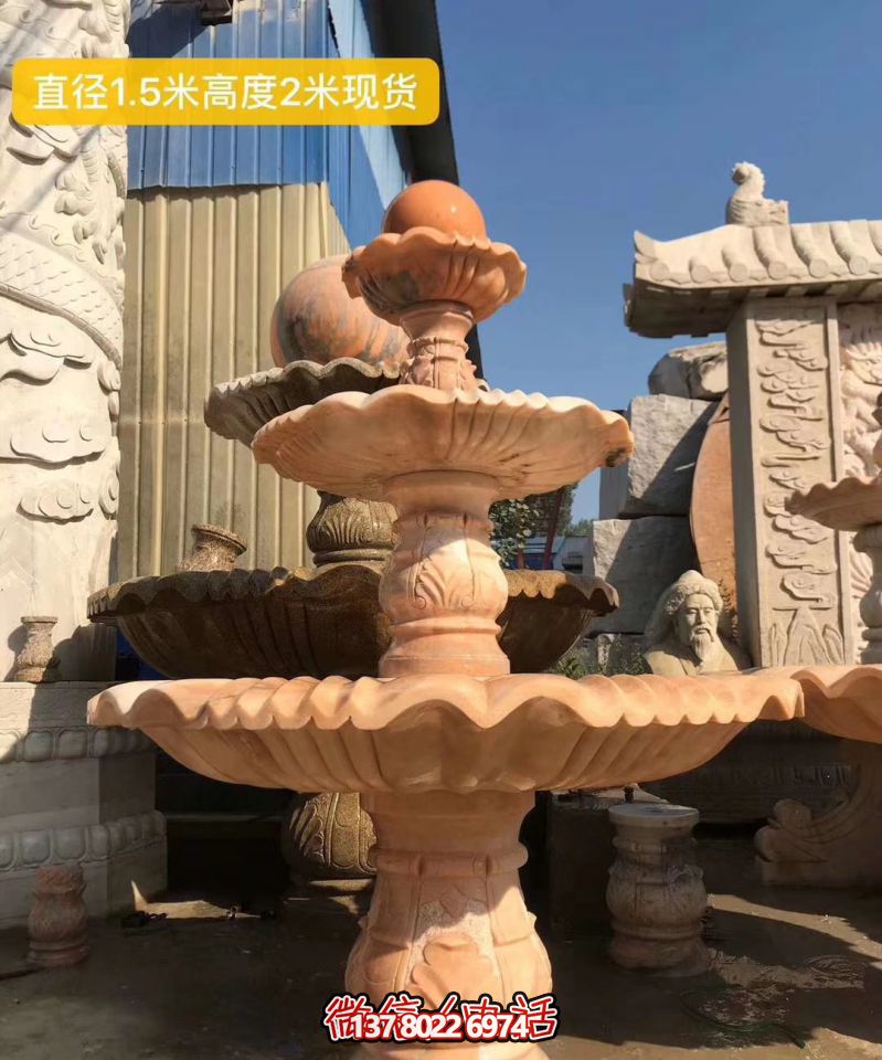 紅色晚霞風(fēng)水球石雕景觀噴泉，點(diǎn)亮小區(qū)美景