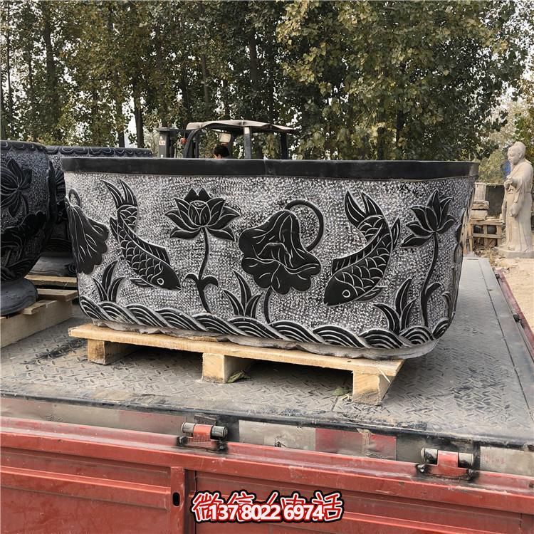 精美青石雕刻橢圓花盆，打造完美庭院戶外環(huán)境