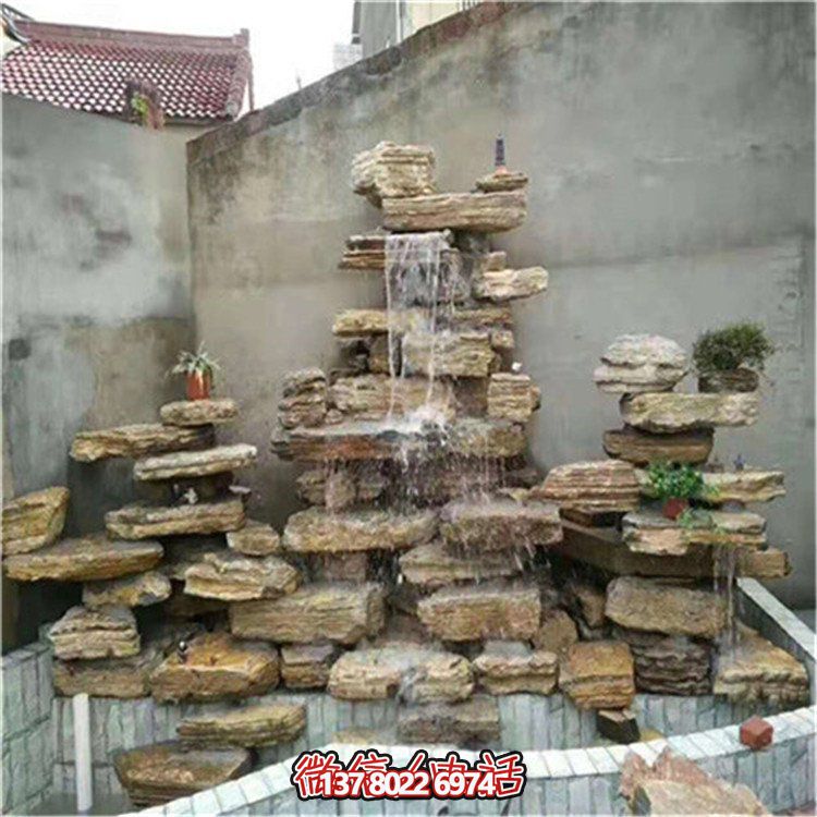 大型立式層流水假山石造景，給你驚艷的室外庭院廣場