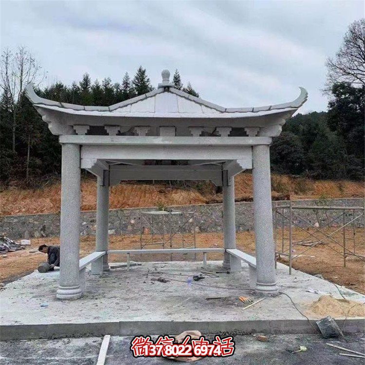 獨(dú)具魅力的石雕涼亭，點(diǎn)綴園林景觀