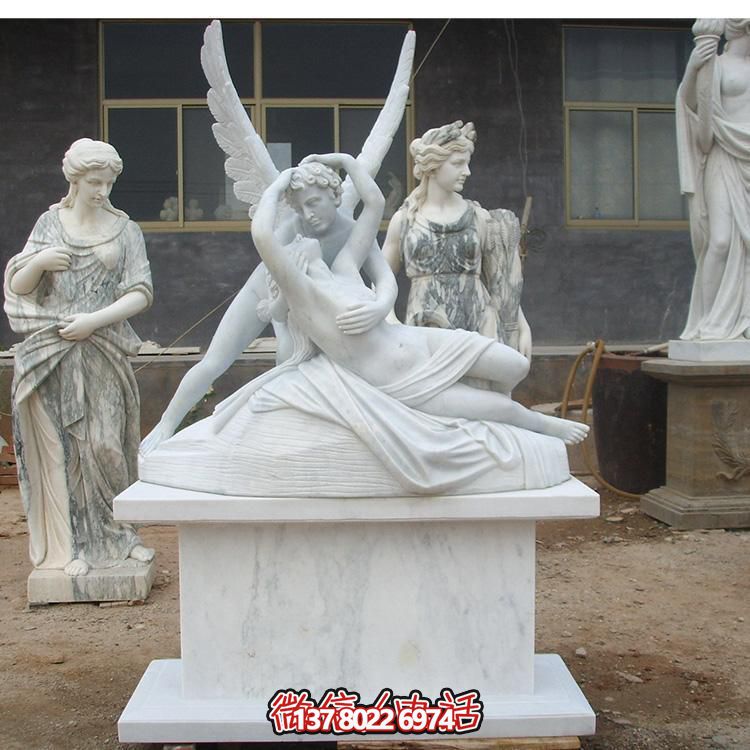 西方天使?jié)h白玉雕塑，美化景區(qū)廣場